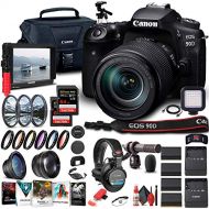 Amazon Renewed Canon EOS 90D DSLR Camera with 18-135mm Lens (3616C016) + 4K Monitor + Pro Headphones + Pro Mic + 2 x 64GB Memory Card + Case + Corel Photo Software + Pro Tripod + 3 x LPE6 Battery