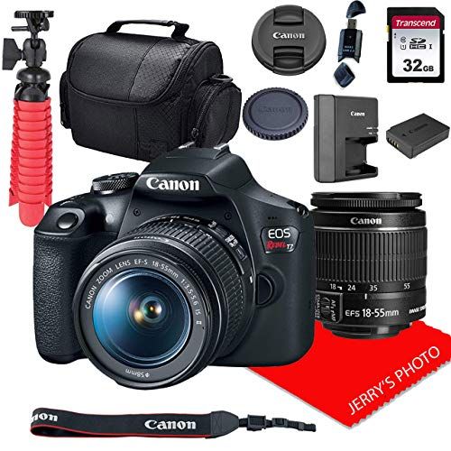  Amazon Renewed Canon EOS Rebel T7 DSLR Camera w/ 18-55mm F/3.5-5.6 is II Lens + 32GB SD Card + More (Renewed)