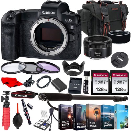 Amazon Renewed Canon EOS R Mirrorless Camera with EF 50mm f/1.8 STM Prime Lens + 256GB Memory + Photo Editing Software + Accessory Bundle (27pcs) (Renewed)