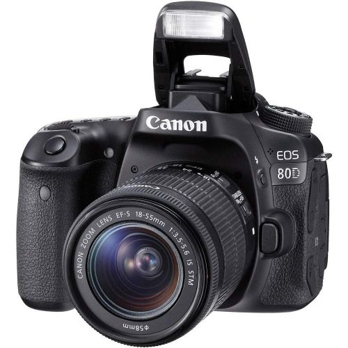  Amazon Renewed Canon EOS 80D DSLR Camera with 18-55mm Lens (1263C005) + EF-S 55-250mm Lens + 64GB Memory Card + Case + Corel Photo Software + LPE6 Battery + External Charger + Card Reader + More