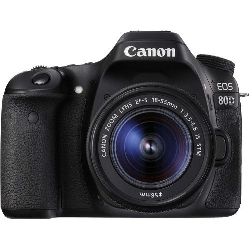  Amazon Renewed Canon EOS 80D DSLR Camera with 18-55mm Lens (1263C005) + EF-S 55-250mm Lens + 64GB Memory Card + Case + Corel Photo Software + LPE6 Battery + External Charger + Card Reader + More