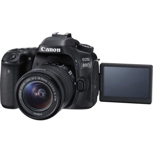  Amazon Renewed Canon EOS 80D DSLR Camera with 18-55mm Lens (1263C005) + EF-S 55-250mm Lens + 64GB Memory Card + Case + Corel Photo Software + LPE6 Battery + External Charger + Card Reader + More