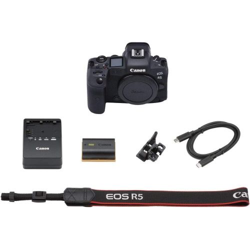  Amazon Renewed Canon EOS R5 Mirrorless Digital Camera (Body Only) (4147C002) + 64GB Memory Card + Case + Corel Photo Software + LPE6 Battery + External Charger + Card Reader + HDMI Cable + More (