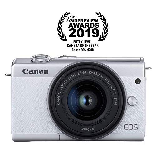  Amazon Renewed Canon EOS M200 EF-M 15-45mm is STM Kit (White) (Renewed)