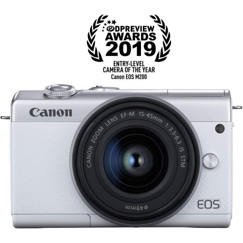  Amazon Renewed Canon EOS M200 EF-M 15-45mm is STM Kit (White) (Renewed)