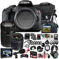 Amazon Renewed Canon EOS Rebel T7 DSLR Camera with 18-55mm Lens (2727C002) + EF-S 55-250mm Lens + 4K Monitor + Pro Headphones + Pro Mic + 2 x 64GB Memory Card + Case + Corel Photo Software + More