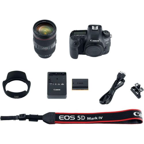  Amazon Renewed Canon EOS 5D Mark IV DSLR Camera with 24-105mm f/4L II Lens (1483C010) + 64GB Memory Card + Case + Corel Photo Software + 2 x LPE6 Battery + External Charger + Card Reader + LED Li