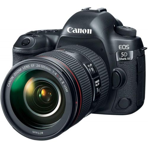  Amazon Renewed Canon EOS 5D Mark IV DSLR Camera with 24-105mm f/4L II Lens (1483C010) + 64GB Memory Card + Case + Corel Photo Software + 2 x LPE6 Battery + External Charger + Card Reader + LED Li