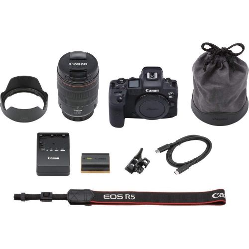  Amazon Renewed Canon EOS R5 Mirrorless Digital Camera with 24-105mm f/4L Lens (4147C013) + 4K Monitor + Pro Headphones + Pro Mic + 2 x 64GB Memory Card + Case + Corel Photo Software + Pro Tripod