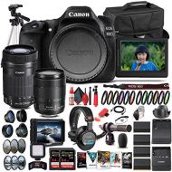 Amazon Renewed Canon EOS 80D DSLR Camera with 18-135mm Lens (1263C006) + EF-S 55-250mm Lens + 4K Monitor + Pro Headphones + Pro Mic + 2 x 64GB Memory Card + Case + Corel Photo Software + Pro Trip