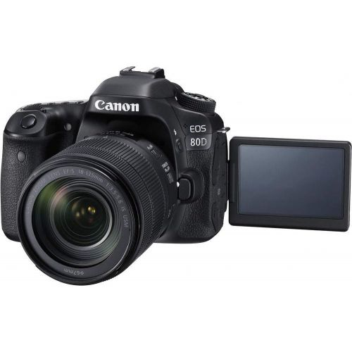  Amazon Renewed Canon EOS 80D DSLR Camera with 18-135mm Lens (1263C006) + EF-S 55-250mm Lens + 64GB Memory Card + Case + Corel Photo Software + 2 x LPE6 Battery + External Charger + Card Reader +