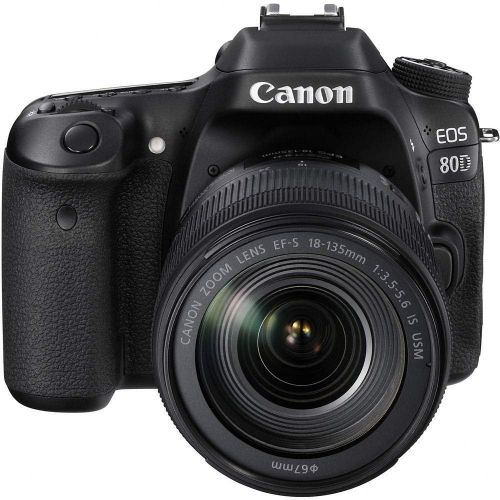  Amazon Renewed Canon EOS 80D DSLR Camera with 18-135mm Lens (1263C006) + EF-S 55-250mm Lens + 64GB Memory Card + Case + Corel Photo Software + 2 x LPE6 Battery + External Charger + Card Reader +