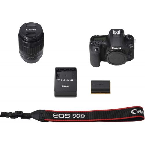  Amazon Renewed Canon EOS 90D DSLR Camera with 18-135mm Lens (3616C016) + EF-S 55-250mm Lens + 64GB Memory Card + Case + Corel Photo Software + 2 x LPE6 Battery + External Charger + Card Reader +