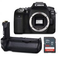 Amazon Renewed Canon EOS 90D Wi-Fi 4K UHD Digital SLR Camera Body Kit with Power Battery Grip & 64GB Memory Card (Renewed)