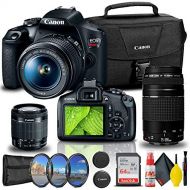 Amazon Renewed Canon EOS Rebel T7 DSLR Camera with 18-55mm and 75-300mm Lenses + Creative Filter Set, EOS Camera Bag + Sandisk Ultra 64GB Card + Cleaning Set, and More (Renewed)