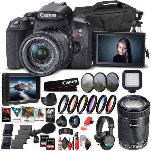  Amazon Renewed Canon EOS Rebel T8i DSLR Camera with 18-55mm Lens (3924C002) + Canon EF-S 55-250mm Lens + 4K Monitor + Pro Headphones + Pro Mic + 2 x 64GB Memory Card + Case + Corel Photo Software