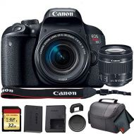 Amazon Renewed Canon EOS Rebel T7i DSLR Camera with 18-55mm Lens (USA Model) (1894C002) with 32GB Memory Card, Premium Soft Case, and More - Starter Bundle (Renewed)