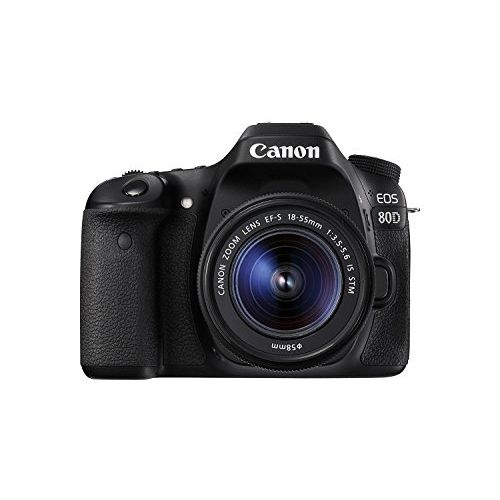  Amazon Renewed Canon EOS 80D Digital SLR Kit with EF-S 18-55mm f/3.5-5.6 Image Stabilization STM Lens - Black (Renewed)