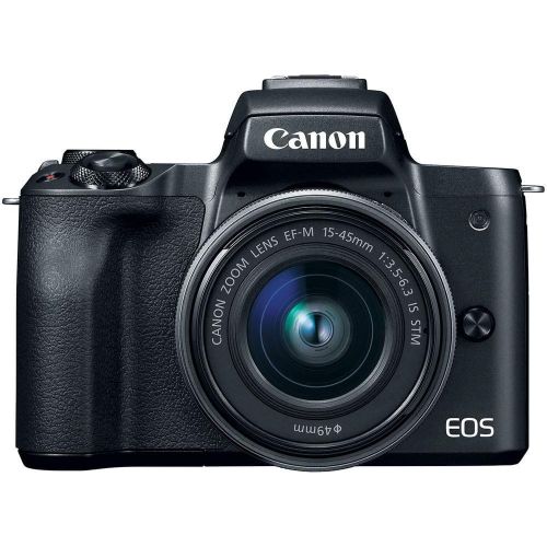  Amazon Renewed Canon EOS M50 Mirrorless Digital Camera with 15-45mm Lens (Black) (2680C011) + 64GB Memory Card + Case + Corel Photo Software + 2 x LPE12 Battery + Charger + Card Reader + LED Ligh