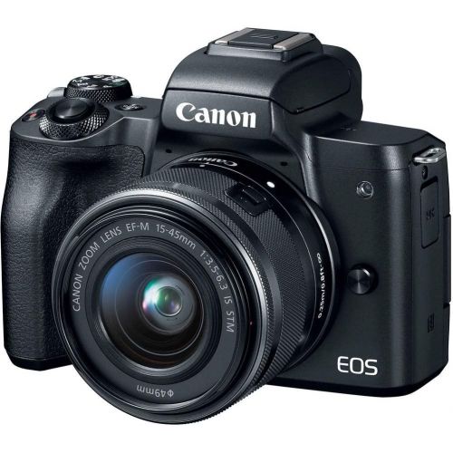  Amazon Renewed Canon EOS M50 Mirrorless Digital Camera with 15-45mm Lens (Black) (2680C011) + 64GB Memory Card + Case + Corel Photo Software + 2 x LPE12 Battery + Charger + Card Reader + LED Ligh