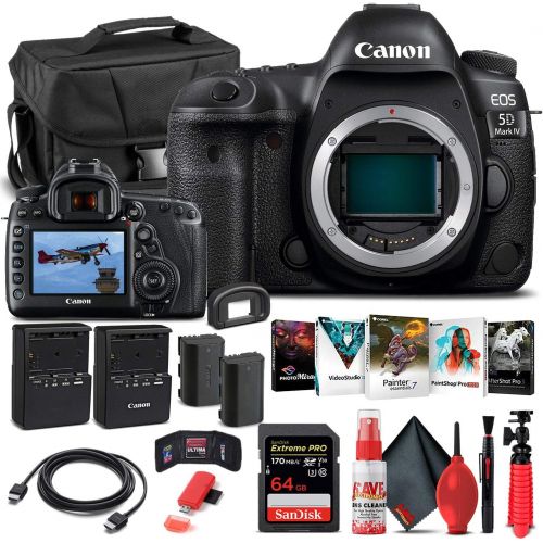  Amazon Renewed Canon EOS 5D Mark IV DSLR Camera (Body Only) (1483C002) + 64GB Memory Card + Case + Corel Photo Software + LPE6 Battery + External Charger + Card Reader + HDMI Cable + Cleaning Set