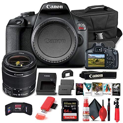  Amazon Renewed Canon EOS Rebel T7 DSLR Camera with 18-55mm Lens (2727C002) + 64GB Memory Card + Case + Corel Photo Software + LPE10 Battery + Card Reader + Cleaning Set + Flex Tripod + Memory Wal