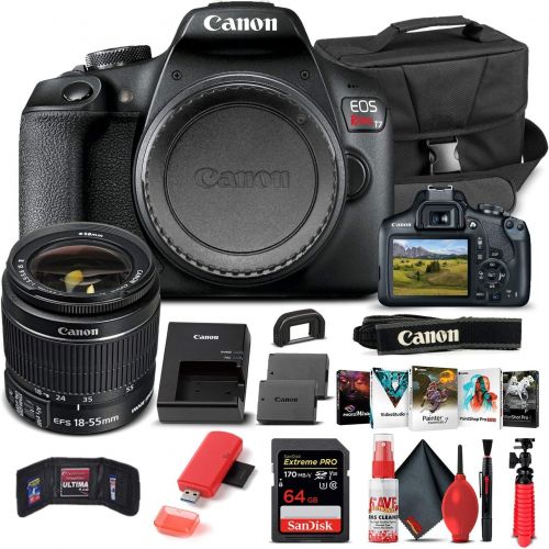  Amazon Renewed Canon EOS Rebel T7 DSLR Camera with 18-55mm Lens (2727C002) + 64GB Memory Card + Case + Corel Photo Software + LPE10 Battery + Card Reader + Cleaning Set + Flex Tripod + Memory Wal