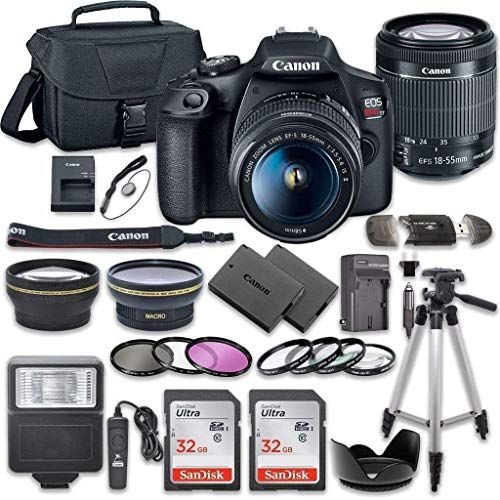  Amazon Renewed Canon EOS Rebel T7 DSLR Camera Bundle with Canon EF-S 18-55mm f/3.5-5.6 is II Lens + 2pc SanDisk 32GB Memory Cards + Accessory Kit (Renewed)