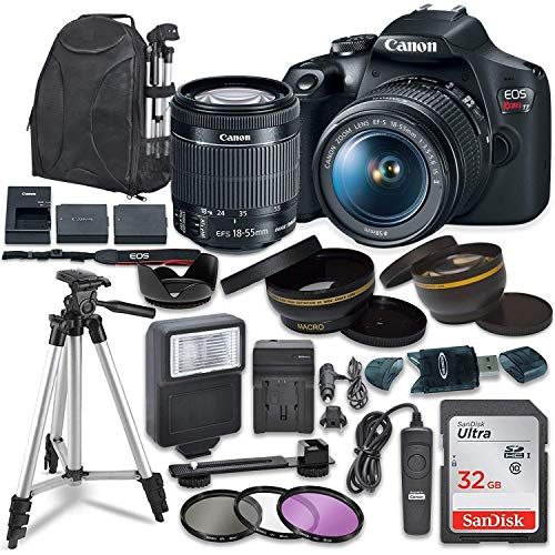  Amazon Renewed Canon EOS Rebel T7 Digital SLR Camera with Canon EF-S 18-55mm Image Stabilization II Lens, Sandisk 32GB SDHC Memory Cards, Accessory Bundle (Renewed)