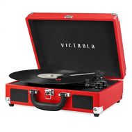 Amazon Renewed Victrola Vintage 3-Speed Bluetooth Suitcase Turntable Speakers, Red (Renewed)