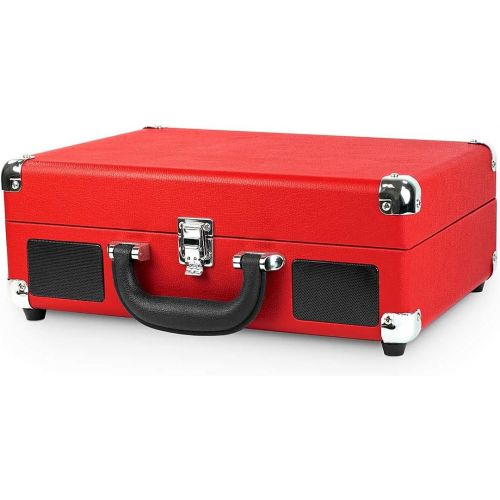  Amazon Renewed Victrola Vintage 3-Speed Bluetooth Suitcase Turntable Speakers, Red (Renewed)