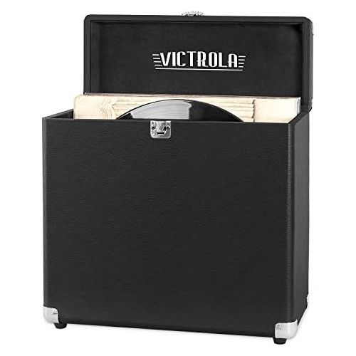  Amazon Renewed Victrola Vintage Vinyl Record Storage Carrying Case for 30+ Records, Black (Renewed)