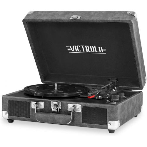  Amazon Renewed Victrola Vintage 3-Speed Bluetooth Suitcase Turntable with Speakers, Gray (Renewed)