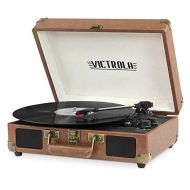 Amazon Renewed Victrola Vintage 3-Speed Bluetooth Suitcase Turntable with Speakers, Brown (Renewed)