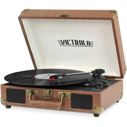  Amazon Renewed Victrola Vintage 3-Speed Bluetooth Suitcase Turntable with Speakers, Brown (Renewed)