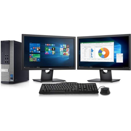  Amazon Renewed Dell Optiplex 7010 Desktop Computer Intel Core i5 3.2GHz, 16GB DDR3, New 120GB SSD, Windows 10 Pro 64 Bit, WiFi, DVDRW + 2 New Dell Full HD 22 inch LED Monitor (Renewed)