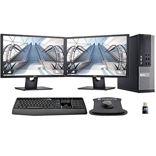  Amazon Renewed Dell Optiplex 9020, Intel i5, 8GB RAM, 250GB SSD HDD, Dual (2) 24 inch FHD Monitors, WiFi, Windows 10 Pro (Renewed)