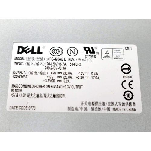  Amazon Renewed Genuine Dell TH344 PowerEdge 800, 840, 830 Server, PowerValut PV840, PV100, DP100 Systems 420W Power Supply PSU, Compatible Part Numbers: T3269, T9449, WH113, GD278, JF717 Model Nu