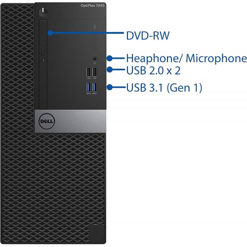  Amazon Renewed Dell Optiplex 7040 Mini Tower Desktop PC, Intel Quad Core i7 6700 4.0 GHz, 8GB RAM, 256GB NVMe SSD, HD Graphics 530 4K, DisplayPort, HDMI, AC Wi Fi, Bluetooth Windows 10 Pro (Ren