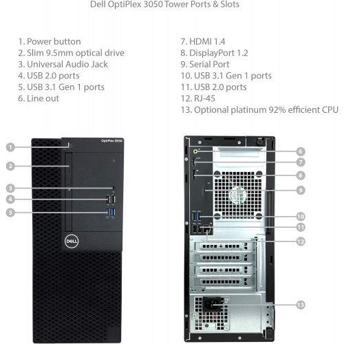  Amazon Renewed Dell Optiplex 3050 Tower Desktop 7th Gen Intel Core i5 7500 Processor, 8GB DDR4 Ram, 512GB SSD 1TB Hard Drive, DVDRW, Windows 10 Pro (Renewed)