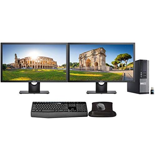  Amazon Renewed Dell Optiplex 9020 Desktop Bundle with Intel Core i5 4570, 16GB DDR3, 500GB SSD, Keyboard and Mouse, 2 24in Monitors, WiFi, Windows 10 Pro (Renewed)