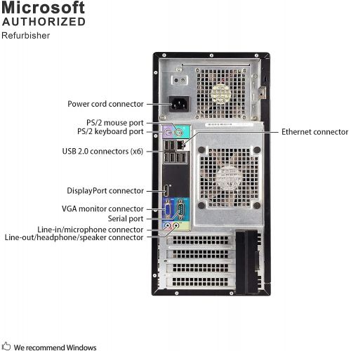  Amazon Renewed DELL Optiplex 990 Tower High Performance Business Desktop Computer, Intel Quad Core i5 up to 3.4GHz Processor, 8GB RAM, 2TB HDD, DVD, WiFi, Windows 10 Pro 64 Bit(Renewed)]