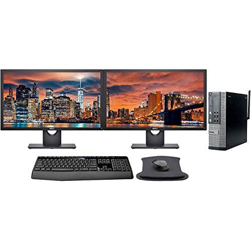  Amazon Renewed Dell Optiplex 7010 PC with 2 x 24 FHD Monitors, AC600Mbps WiFi, Wireless Keyboard and , Gel pad, i7, 16GB , 1TB SSD Storage, Windows 10 (Renewed)