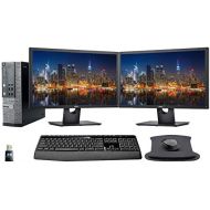 Amazon Renewed Dell Optiplex 7010 PC, 2 x 24 FHD Dell Monitors, Wireless Keyboard and, WiFi, i5, 8GB, 480GB SSD Storage, Windows 10 (Renewed)