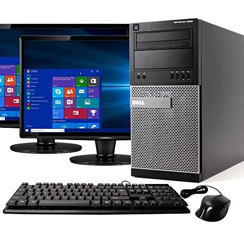  Amazon Renewed Dell Optiplex 9020 Mini Tower Desktop PC, Intel Core i7 4770, 16GB Ram, 2TB SATA Drive + 256GB SSD WiFi, DVD RW, Dual 22 LCD, Windows 10 Pro (Renewed)