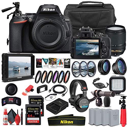  Amazon Renewed Nikon D5600 DSLR Camera with 18-140mm Lens (1577) + 4K Monitor + Pro Headphones + Pro Mic + 2 x 64GB Memory Card + Case + Corel Photo Software + Pro Tripod + 3 x EN-EL14 A Battery