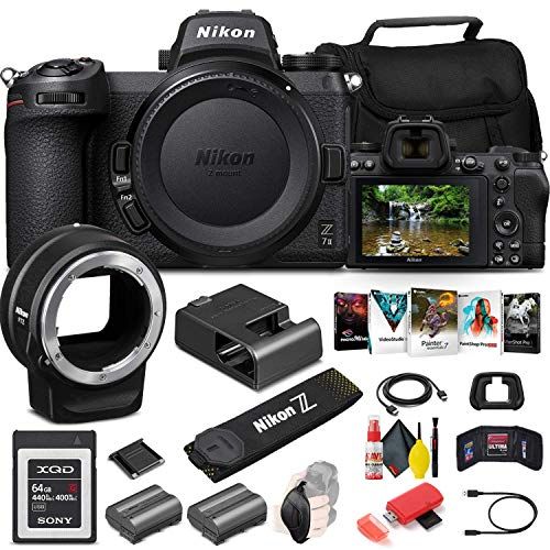  Amazon Renewed Nikon Z 7II Mirrorless Digital Camera 45.7MP (Body Only) (1653) + FTZ Mount + 64GB XQD Card + EN-EL15c + Corel Software + Case + Card Reader + Cleaning Set + More - International M