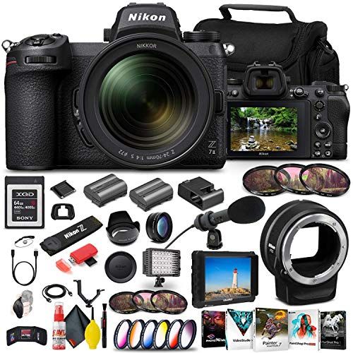  Amazon Renewed Nikon Z 7II Mirrorless Digital Camera 45.7MP with 24-70mm Lens (1656) + FTZ Mount + 4K Monitor + 64GB XQD Card + Pro Mic + EN-EL15c + Corel Software + Case + More - International M