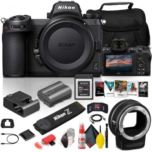  Amazon Renewed Nikon Z 6II Mirrorless Digital Camera 24.5MP (Body Only) (1659) + FTZ Mount + 64GB XQD Card + Corel Photo Software + Case + HDMI Cable + Cleaning Set + More - International Model (