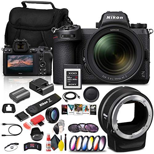  Amazon Renewed Nikon Z 7II Mirrorless Digital Camera 45.7MP with 24-70mm Lens (1656) + FTZ Mount + 64GB XQD Card + Corel Software + Case + 3 Piece Filter Kit + Color Filter Kit + More - Internati